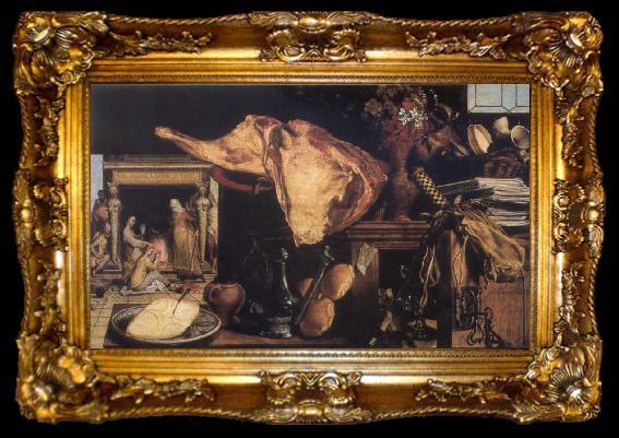 framed  Pieter Aertsen Vanitas still-life in the background Christ in the House of Mary and Martha, ta009-2